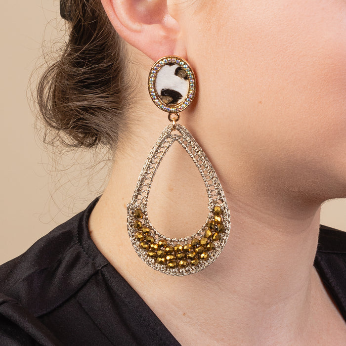 1304 - Animal Print Hoop Earrings - Gold