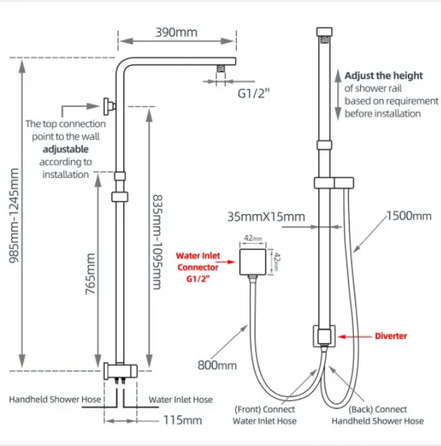 2 In 1 Shower Combination Dual Hose Rain Head