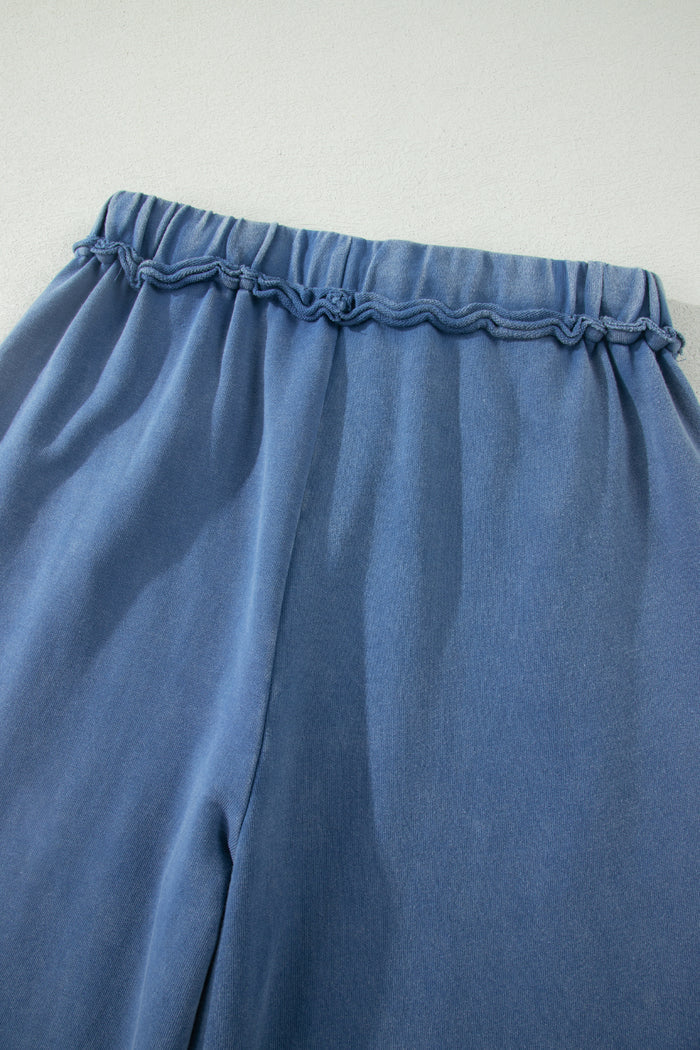 Ashleigh Blue Mineral Wash Drawstring Retro High Waist Wide Leg Western Pants