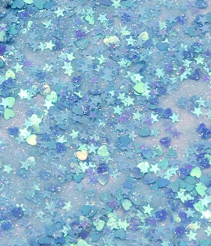 Blue Hearts & Stars Glitter 10g