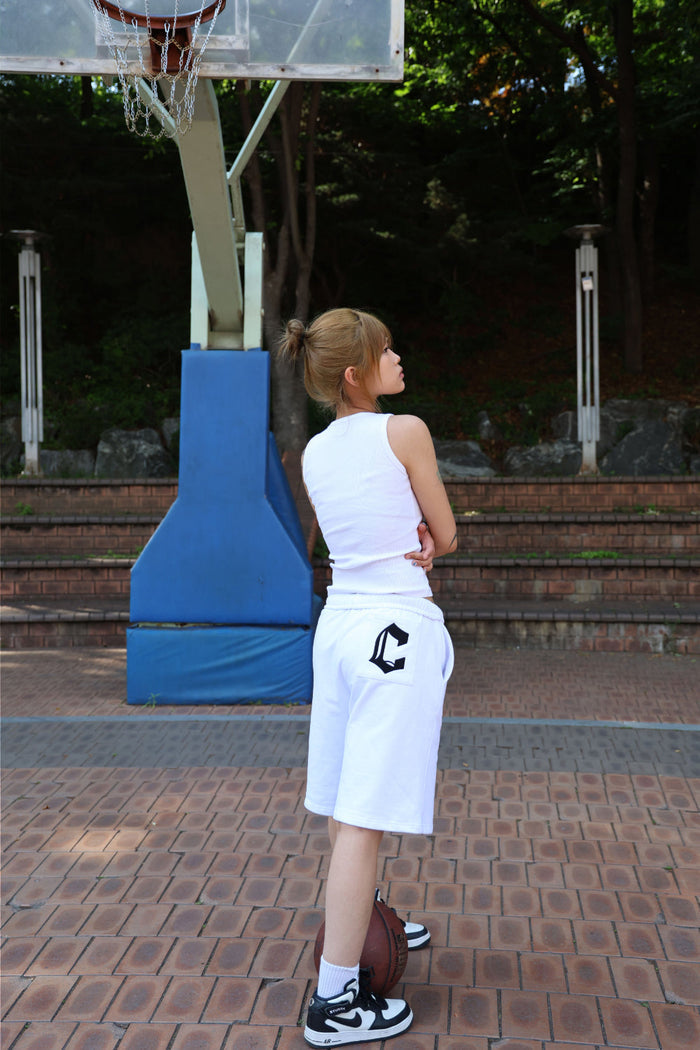 C - LOGO BERMUDA PANTS IN -WHITE