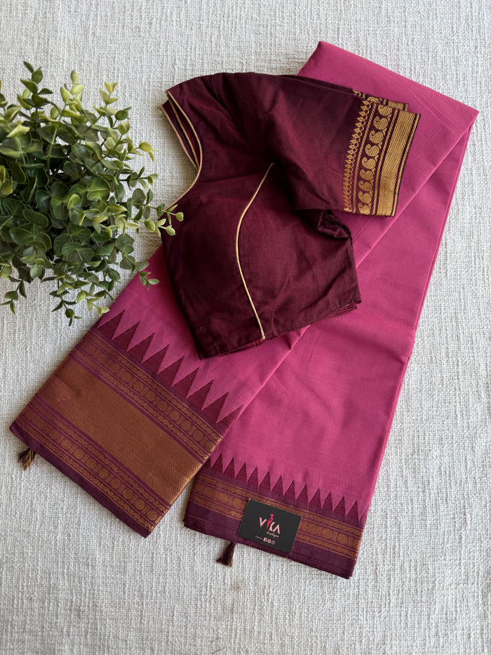 Cotton saree with Ready blouse - size 36