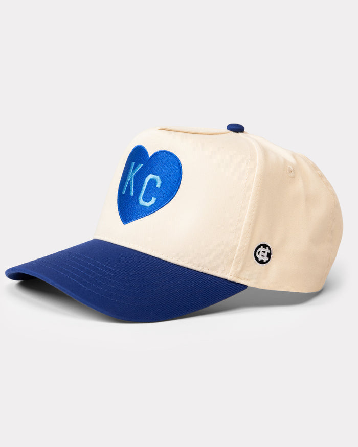 Tan & Royal Crown Town KC Heart Two Tone Hat Side