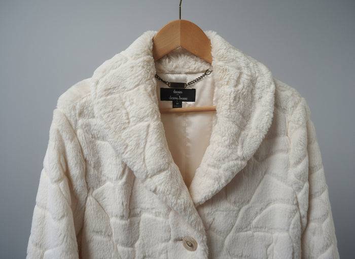 Dennis by Dennis Basso Ladies Cream Faux Fur Jacket Size M