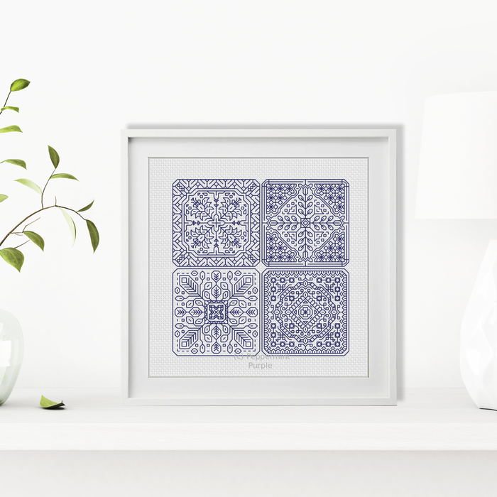 Dutch Tiles Mini Set 13 Blackwork Pattern by Peppermint Purple