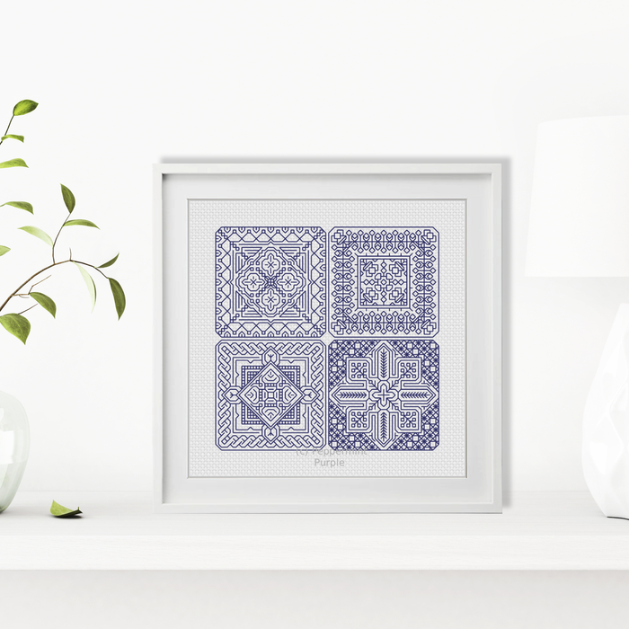 Dutch Tiles Mini Set 20 Blackwork Pattern by Peppermint Purple