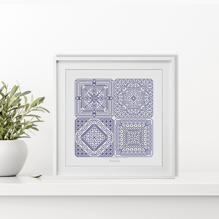 Dutch Tiles Mini Set 21 Blackwork Pattern by Peppermint Purple