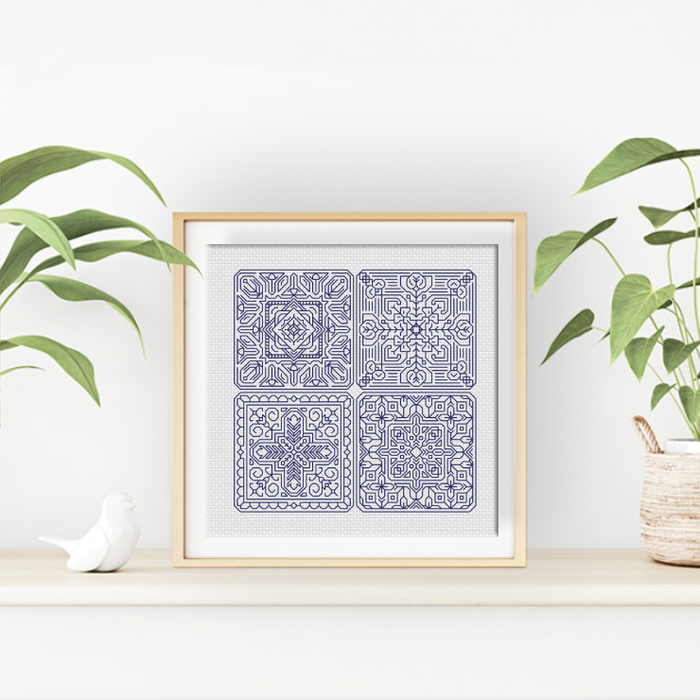 Dutch Tiles Mini Set 23 Blackwork Pattern by Peppermint Purple
