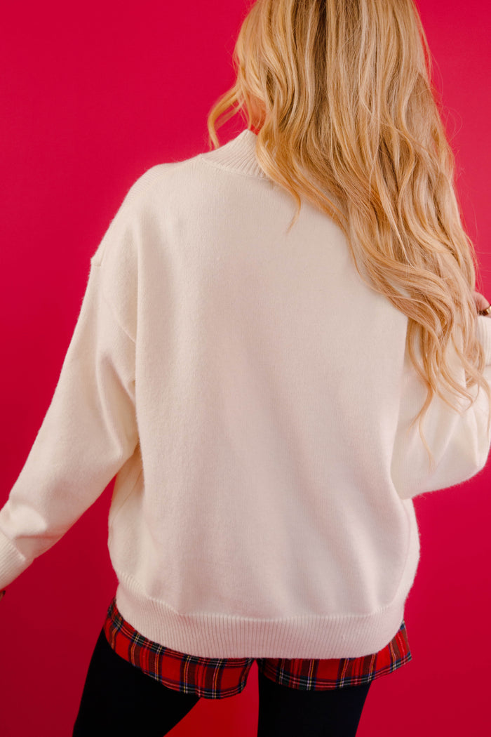 Women's Cherry Martini Graphic Sweater- Martini Mockneck Sweater- Fun Holiday Outfits for Women