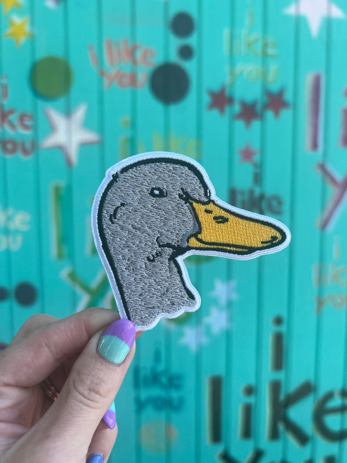 Gray Duck Embroidered Patch