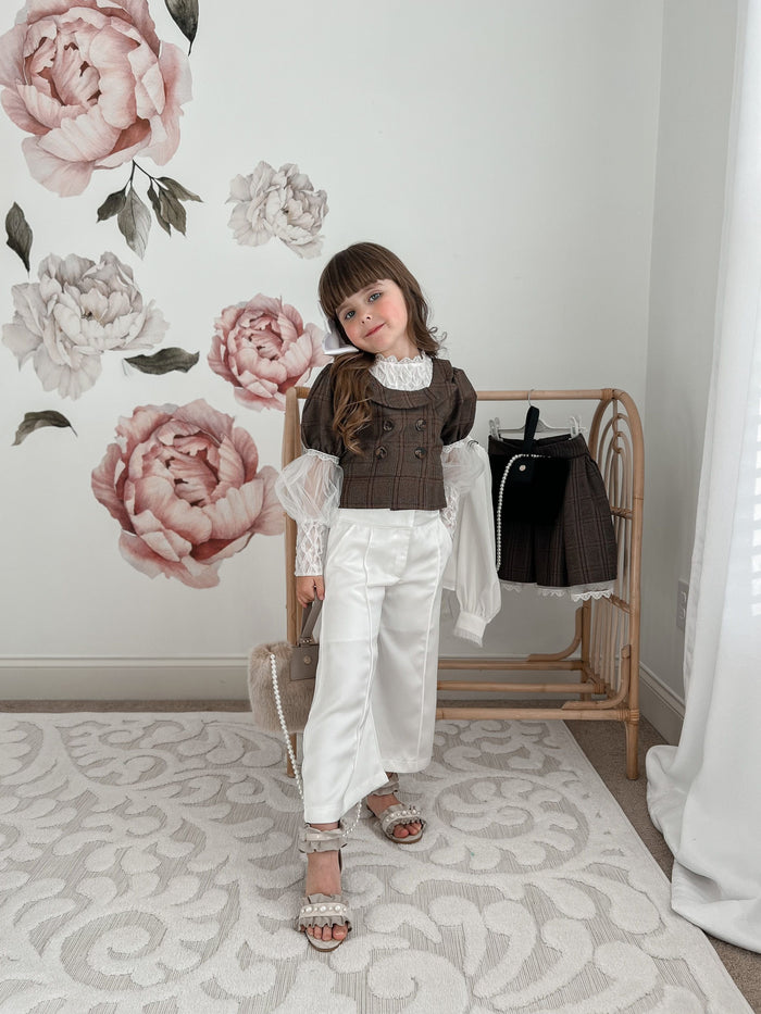 Gwen White Wide Leg Pants - Petite Maison Kids