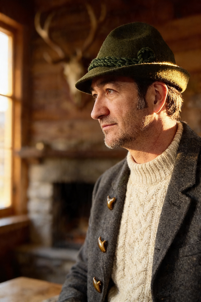 Loden Tricorn Hiking Hat — 100% Wool, Olive