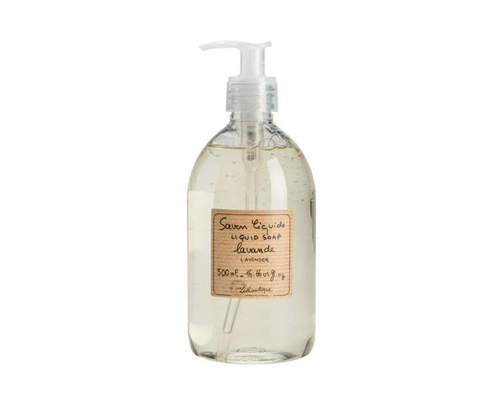 A clear plastic bottle filled with liquid soap, with a white cap and dropper.
