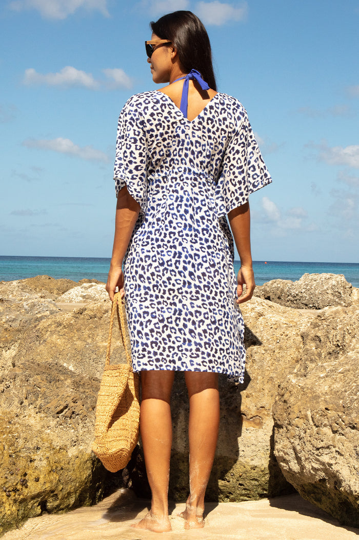 Manilla Organic Cotton Kaftan | White/Navy