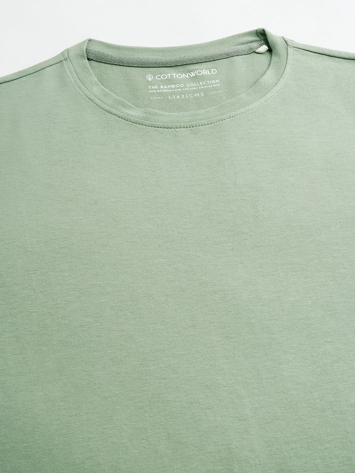 Men's 100% Cotton Plain Crew Neck T Shirt Green