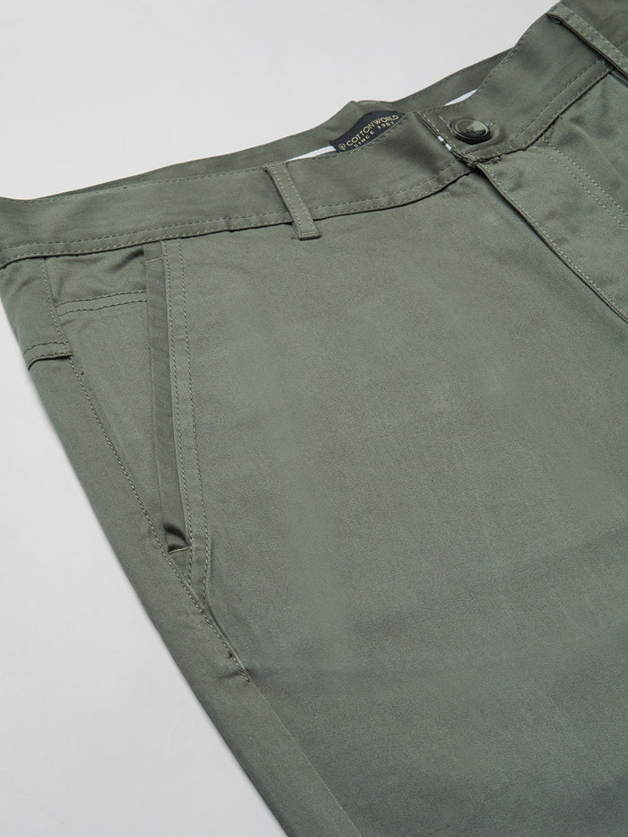 Men's Cotton Lycra Regular Fit Pant Lt.Olive