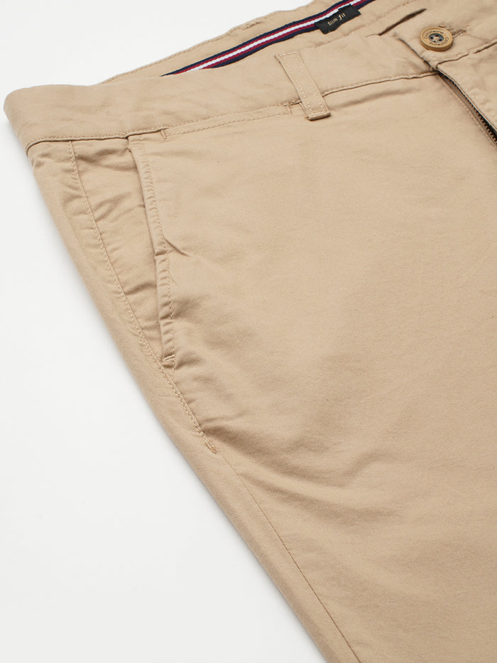 Men's Cotton Lycra Slim Fit Pocket Pants Khaki