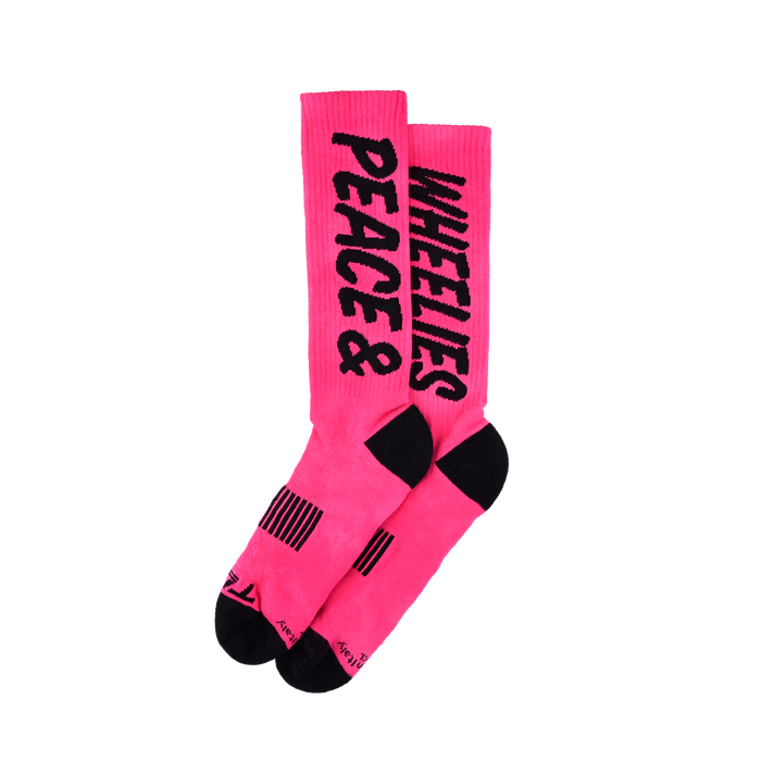 Mens Performance Socks Peace & Wheelies Fuscia