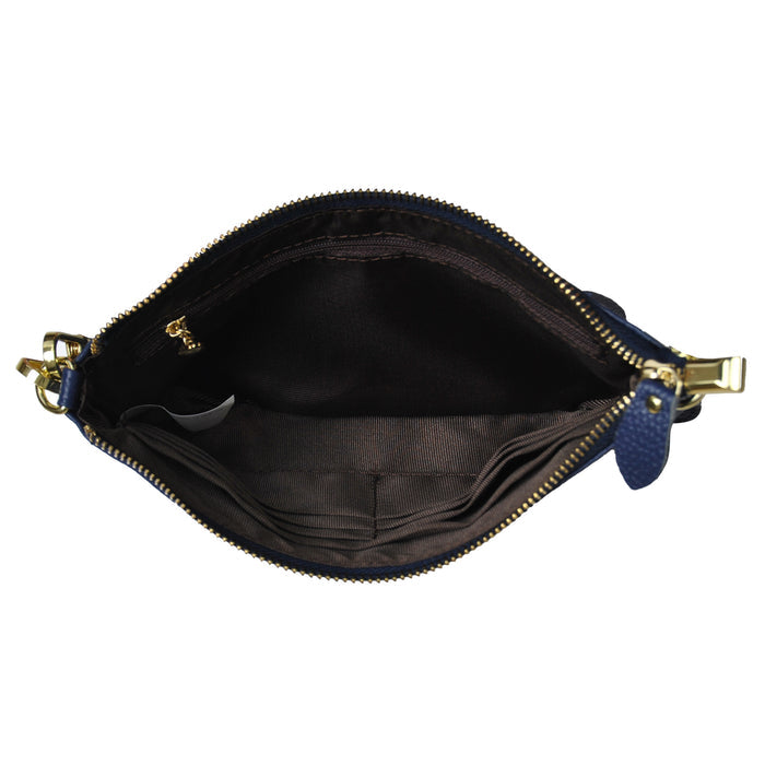Navy NGIL Genuine Leather Wristlet Crossbody Bag