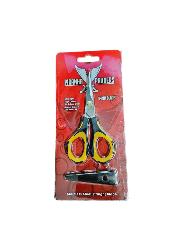 Piranha Pruners Stainless Steel Straight Blade 64MM Blade Yellow and Black Handle