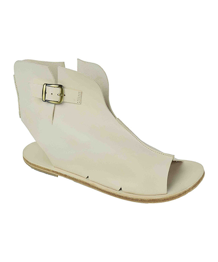 Rodeo Blvd natural, handmade leather sandals boot with side buckle - Side View