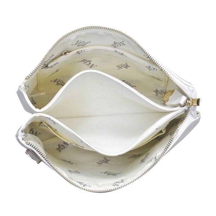 !SALE! White NGIL Faux Leather Push Lock Clutch/Crossbody Bag