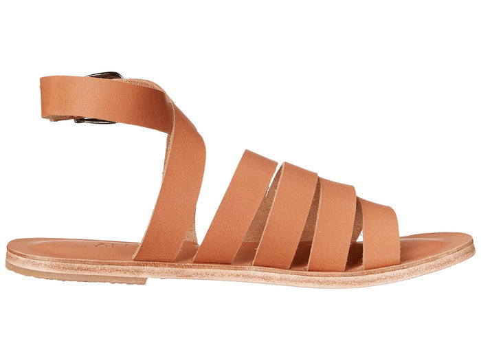 Santa Monica Blvd tan, handmade leather sandals with anklet strap and buckle - Side View