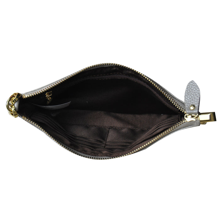 Silver NGIL Genuine Leather Wristlet Crossbody Bag
