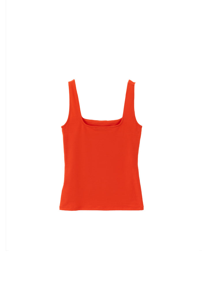 Square Neck Tank Top - MANDARIN RED