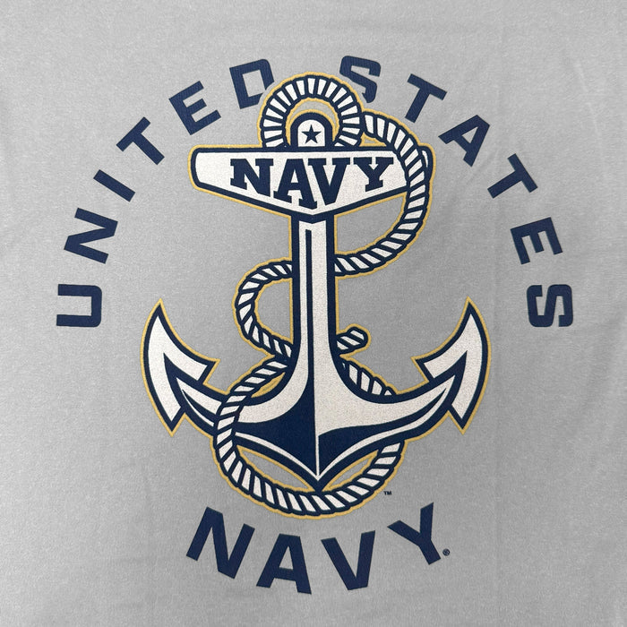 United States Navy Anchor Under Armour Tech Long Sleeve T-Shirt (Grey)
