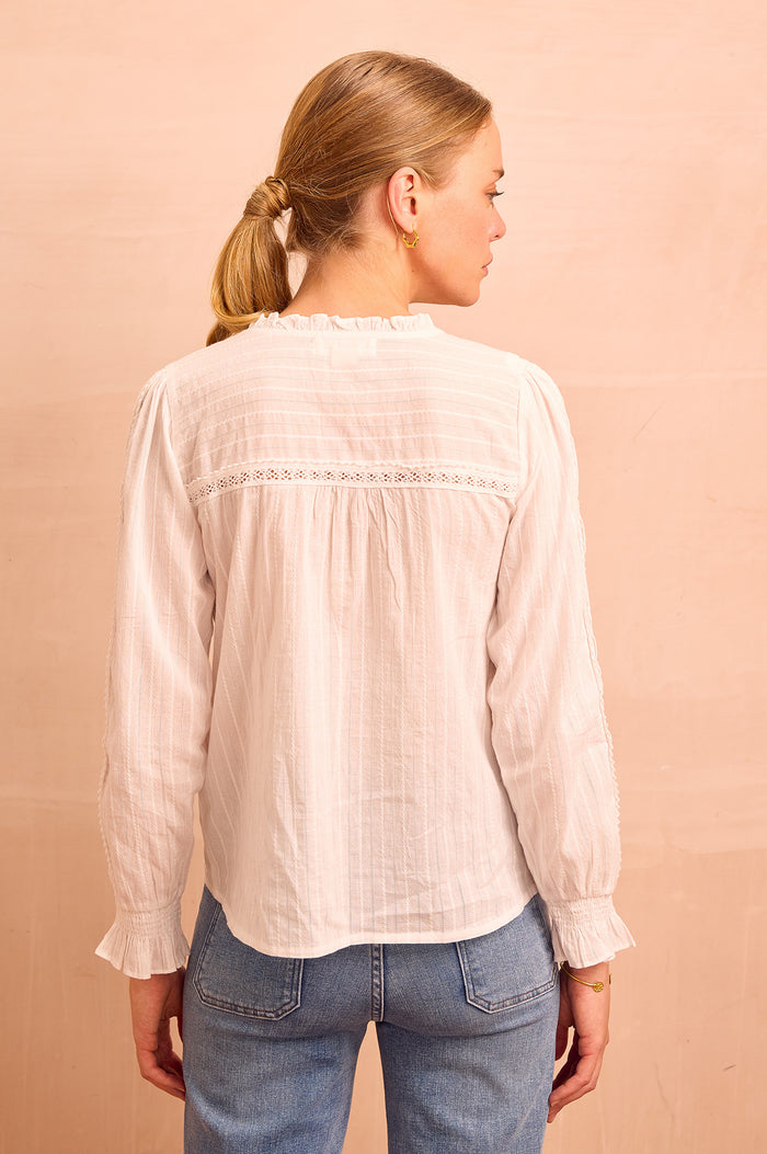 Vienna Long Sleeve Blouse | White - Aspiga
