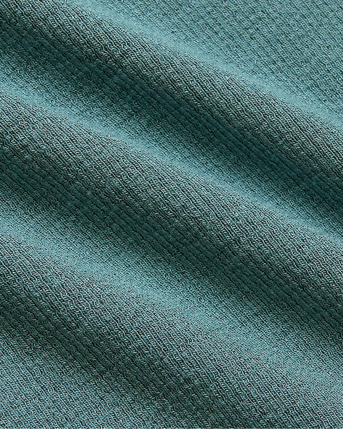 Womens Stormcloud Ribbed 3/4 Sleeve Scoop Neck Tee close-up knit detail.