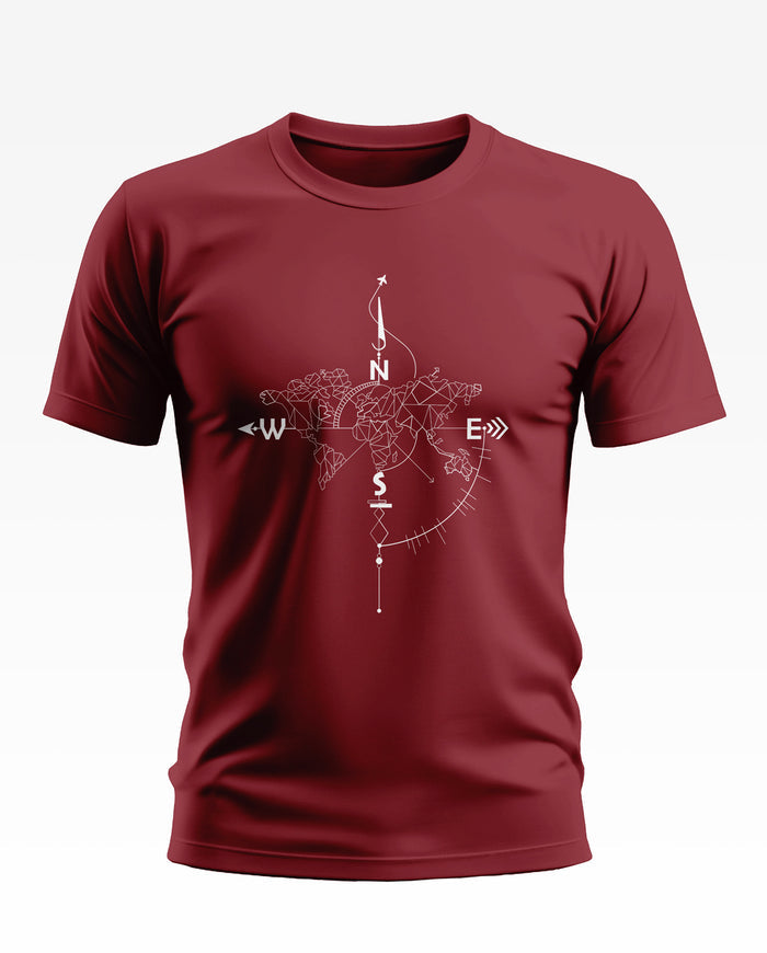 World Map With compass Soft Cotton T-shirt