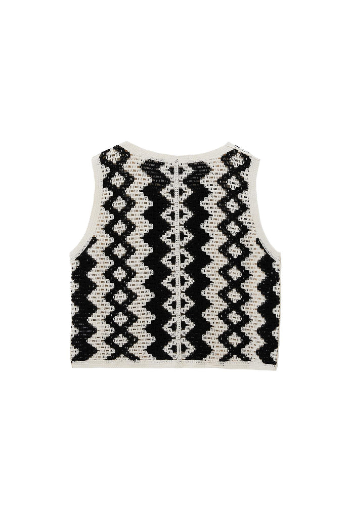 Zero Neck Vest - ICE MILK/BLACK