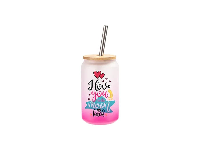 13oz/400ml Sublimation Blanks Glass Can Tumbler with Bamboo Lid Gradient Purple