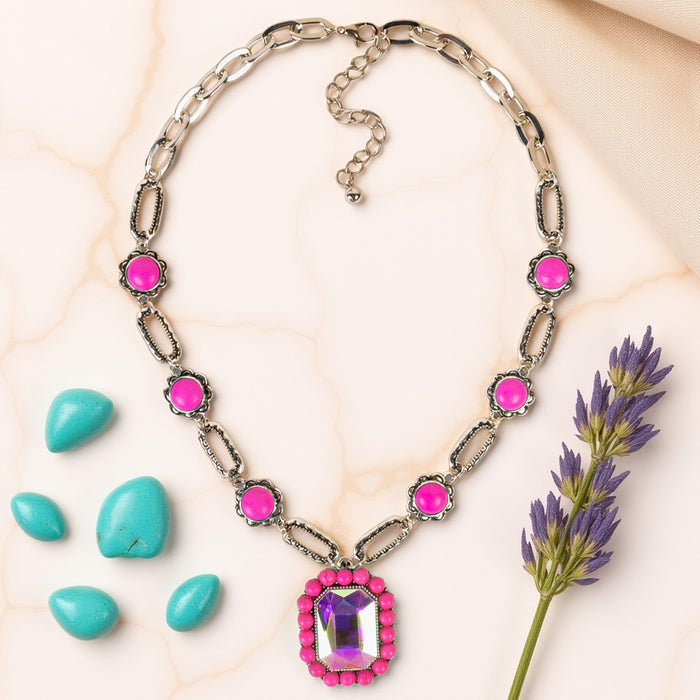 92288 - Squash Blossom Necklace - Fuchsia