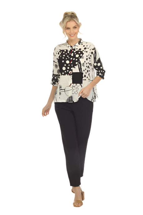 Abstract-Print Short Blouse/Jacket - 3817