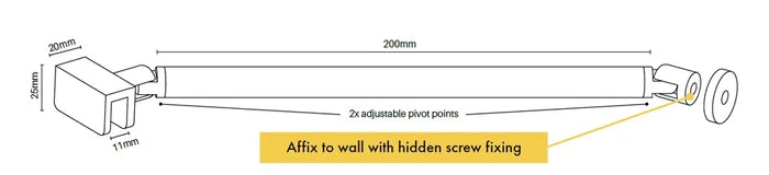 Adjustable Shower Screen Support arm, SMALL ARM BRACKET SMALL ARM BRACKET - GUNMETAL GREY - Image 2
