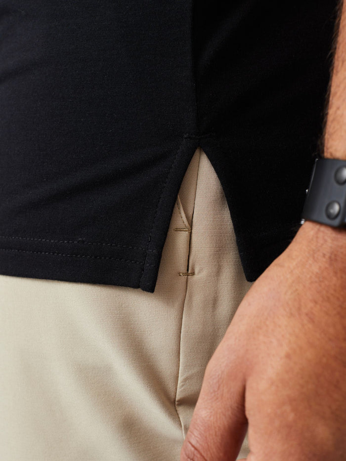 All Black Performance Polo 3-pack Studio Notch Details | Fresh Clean Threads