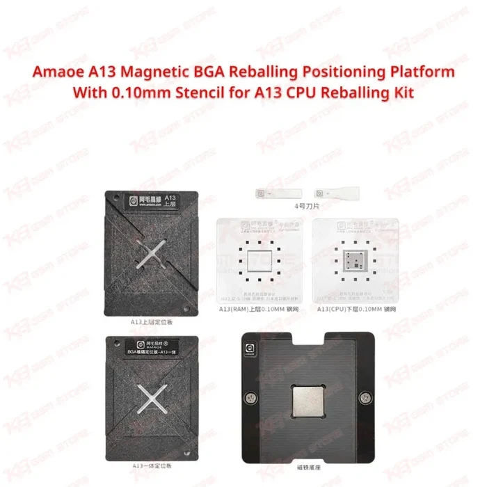 Amaoe A13 Magnetic BGA Reballing Positioning Platform With 0.10mm Stencil for A13 CPU Reballing Kit