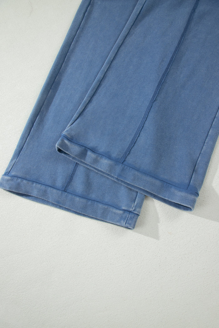 Ashleigh Blue Mineral Wash Drawstring Retro High Waist Wide Leg Western Pants