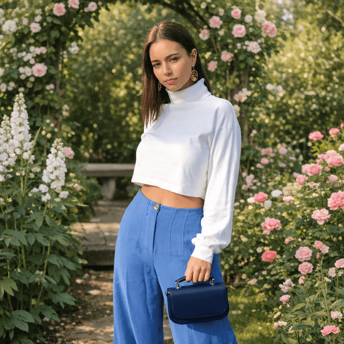 Aura Handmade Leather Bag – Navy Blue - Bascora