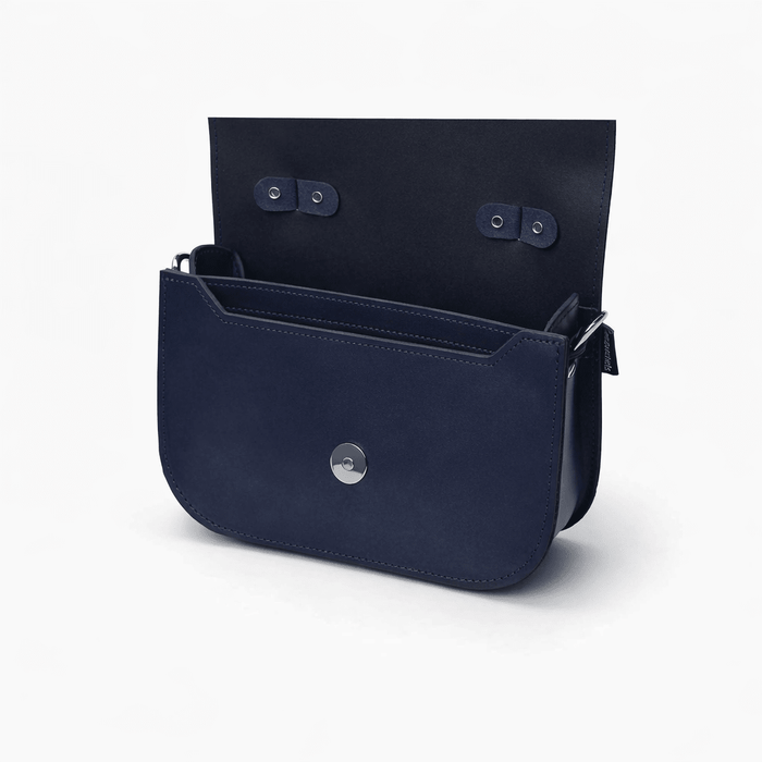 Aura Handmade Leather Bag – Navy Blue - Bascora