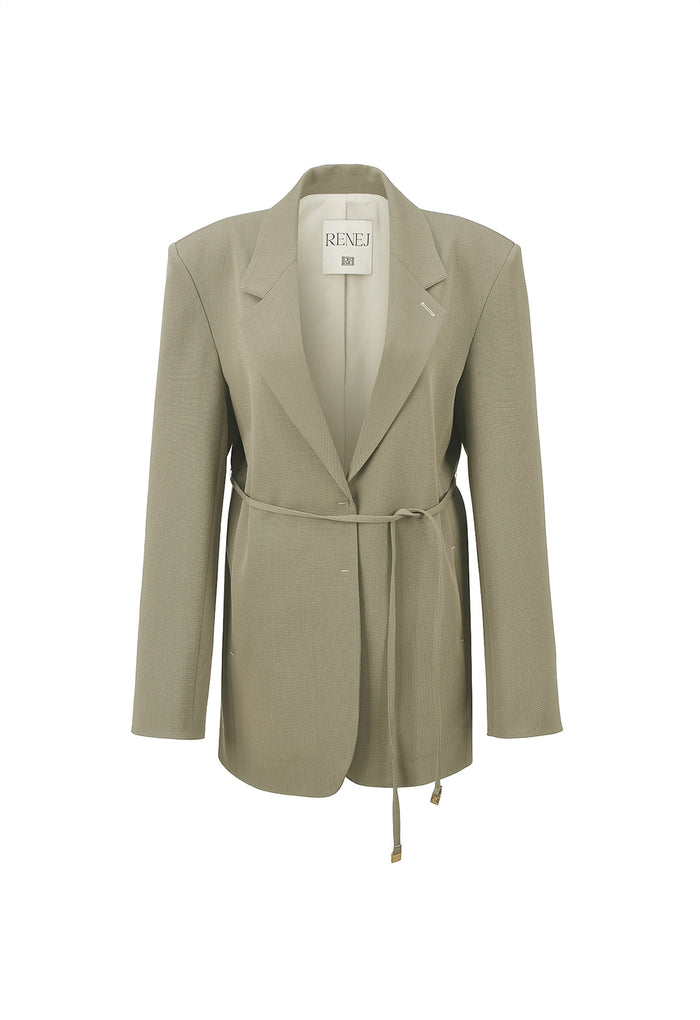 Ava Tailed Oversized Jacket-BEIGE