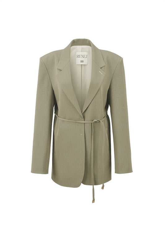 Ava Tailed Oversized Jacket-BEIGE