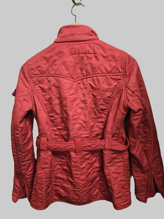 Barbour International Red Quilted Womens Coat Size UK 8 USED