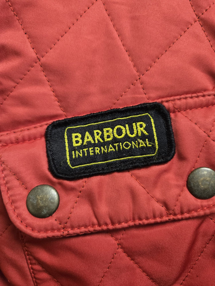 Barbour International Red Quilted Womens Coat Size UK 8 USED