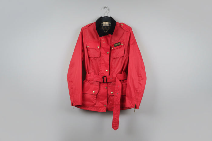 Barbour Red International Rainbow Jacket UK 10 EU 38 Belted