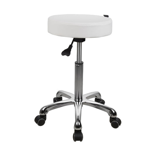 Barneys Eden Salon Stool White Upholstery Polished Metal Base