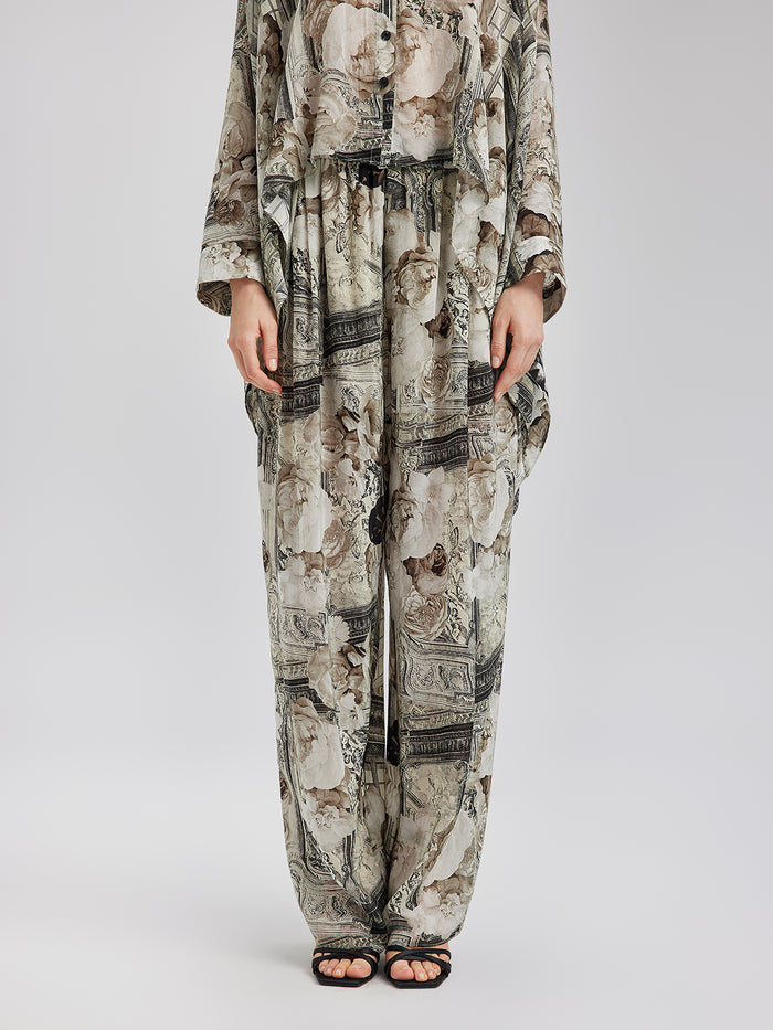 Baroque Print Cupro Resort Trousers